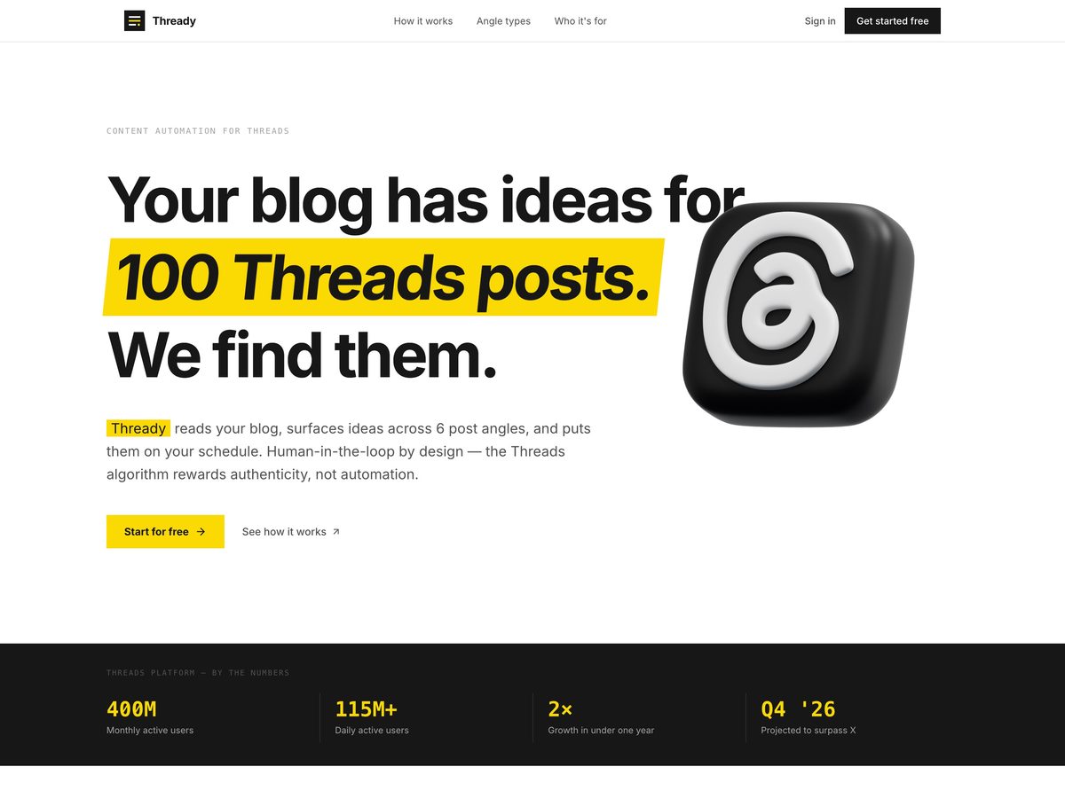 Thready — site preview